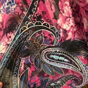 Pink and blue paisley kimono